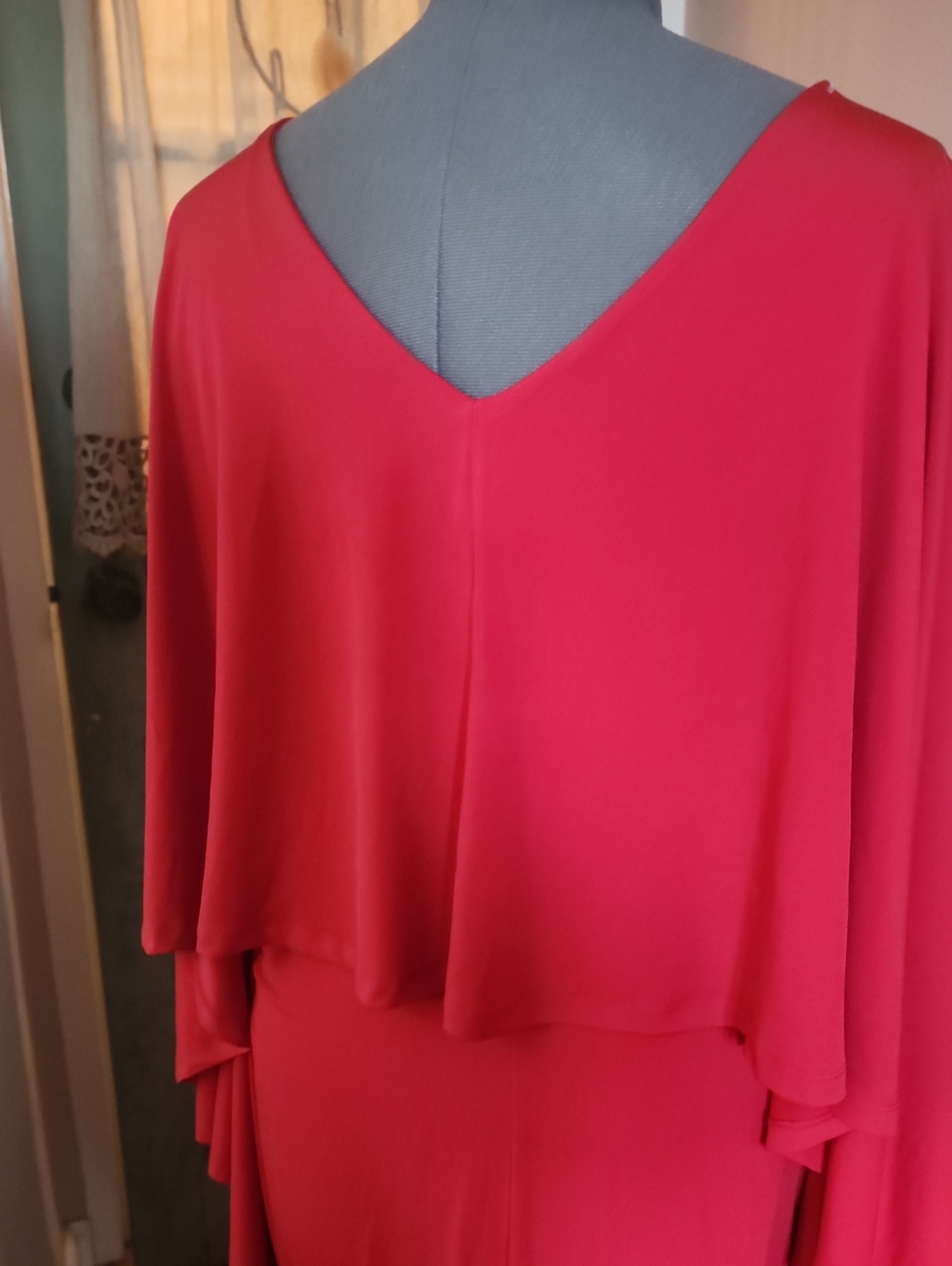 Eloquii Red Maxi Dress Sz 16 with Draped Sleeves - Picture 7 of 7